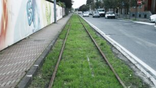 Desio, i binari del tram in via Garibaldi