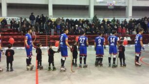 Hockey Roller Monza nell’andata degli ottavi di Coppa Cers a Sarzana - foto da Facebook ufficiale