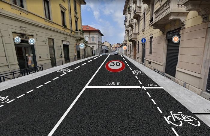 L’ipotesi di ciclabile in via Mentana