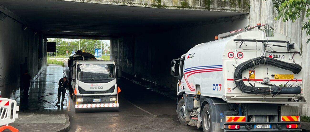 Monza allerta maltempo pulizia sottopasso via Lario Impresa Sangalli