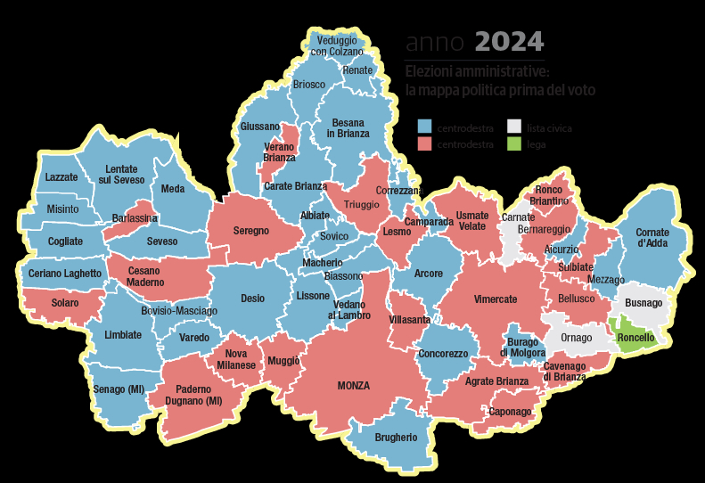Monza e Brianza: la mappa politica prima delle Comunali 2024