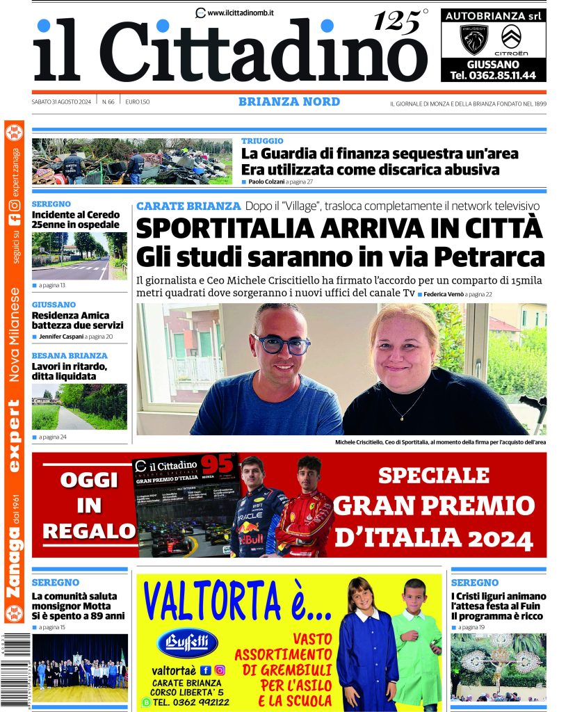 prima pagina il Cittadino Brianza Nord