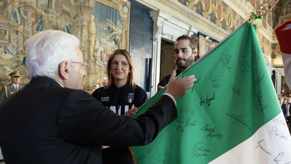 Olimpiadi Parigi 2024 Errigo e Tamberi riconsegna della bandiera e cerimonia con il presidente Mattarella - foto Quirinale